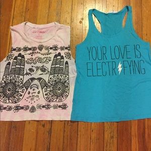 TANK TOPS HAMSA HANDS LOVE RACER BACK BLUE PINK BLACK